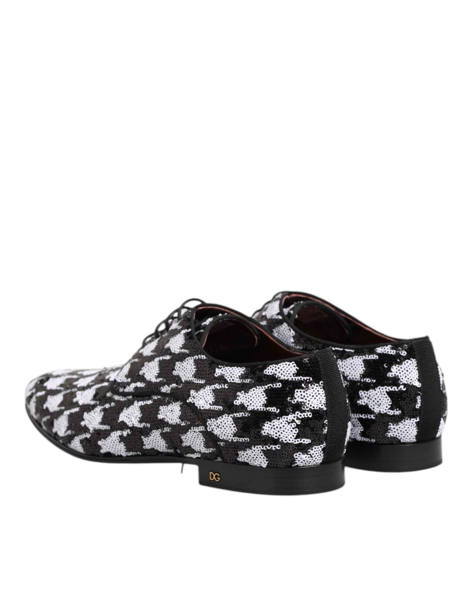Dress Black White Sequined Lace Up Derby Shoes