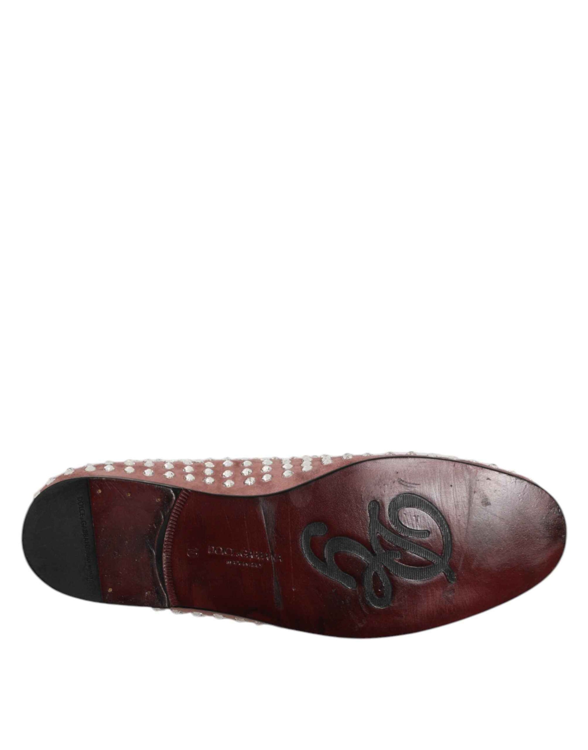 Pink Suede Crystals Loafers Men Dress Shoes