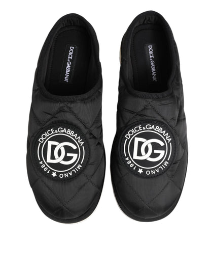 Black Nylon Low Top Slip On Sneaker Shoes