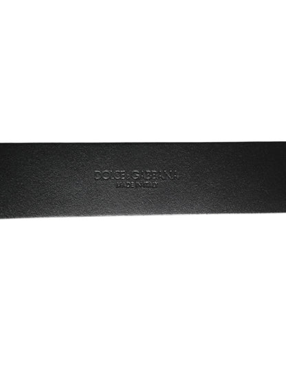 Black Silver Pebbled Texture Leather Buckle Men Belt