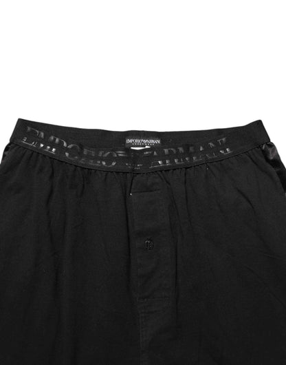 Black Cotton Blend Logo Waistband Trouser Pants