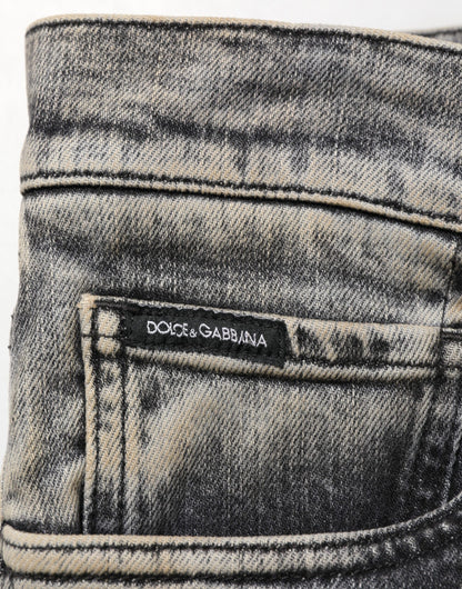 Gray Cotton Stretch Slim Fit Men Denim Jeans