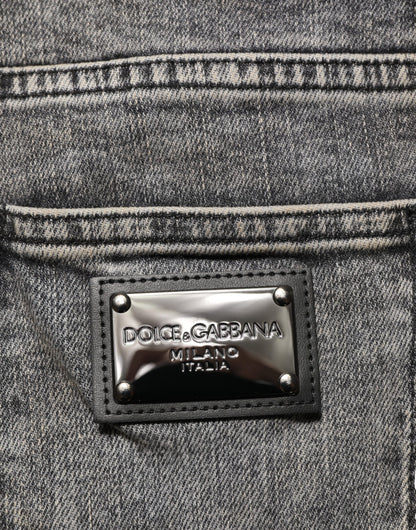Gray Cotton Stretch Slim Fit Men Denim Jeans