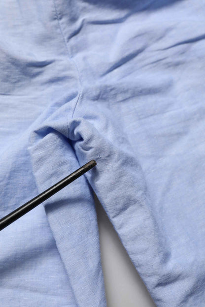 Light Blue Linen Mid Waist Men Bermuda Shorts