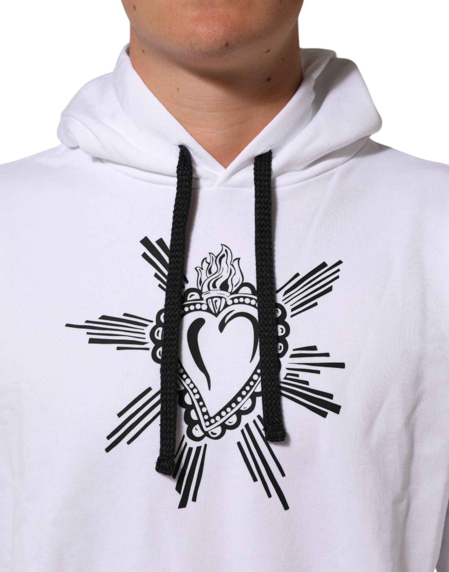 White Sacred Heart Hooded Sweatshirt Sweater