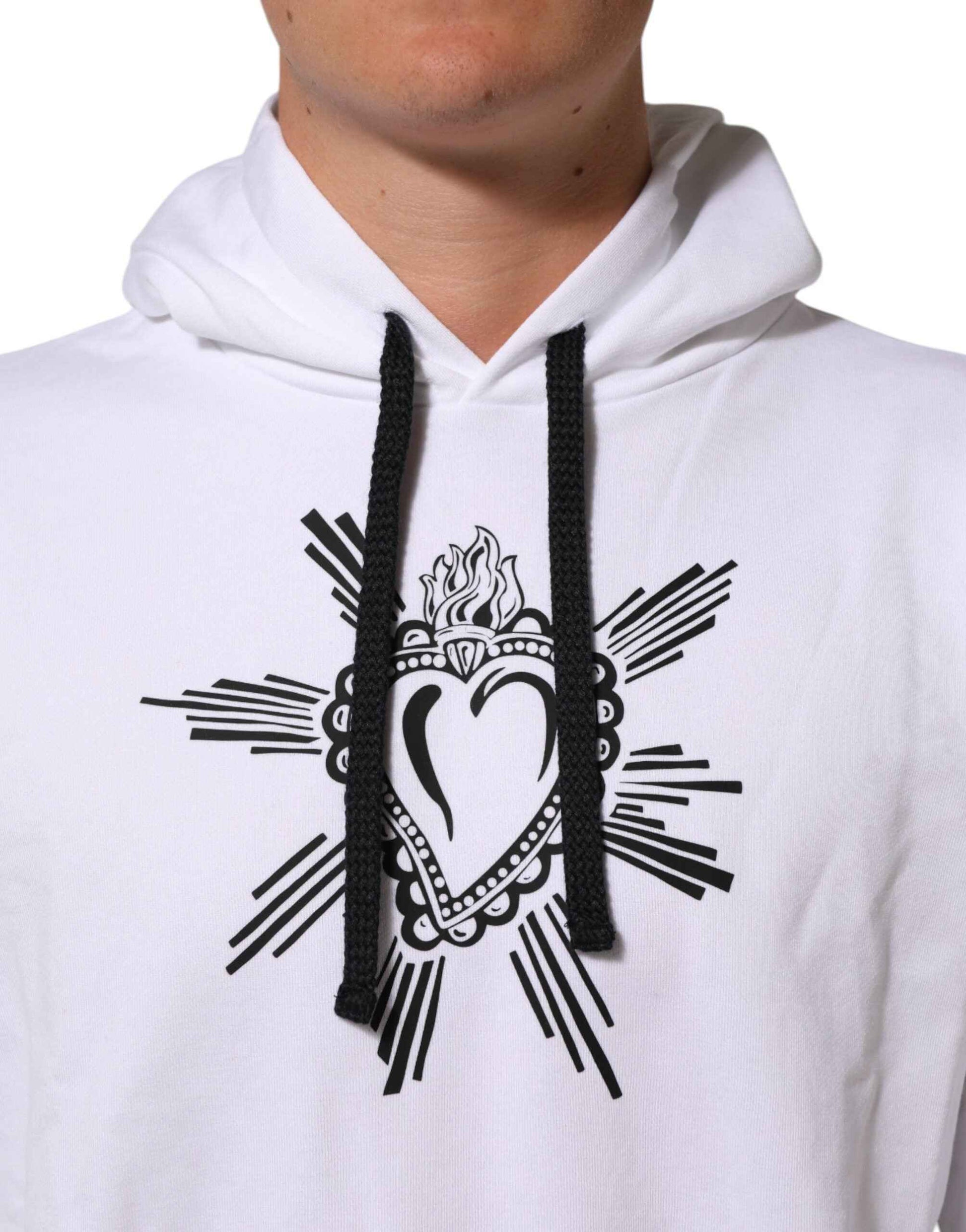 White Sacred Heart Hooded Sweatshirt Sweater