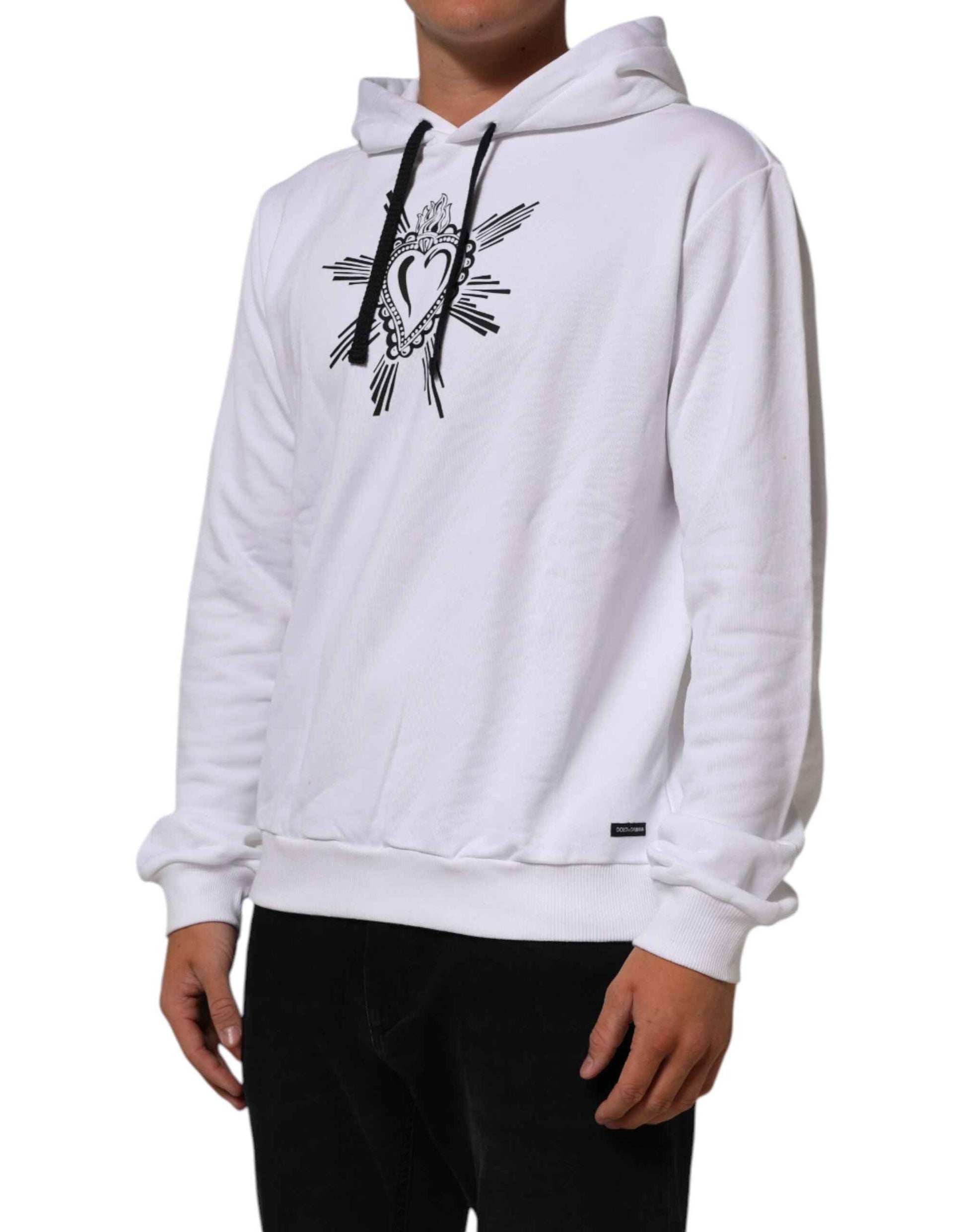 White Sacred Heart Hooded Sweatshirt Sweater
