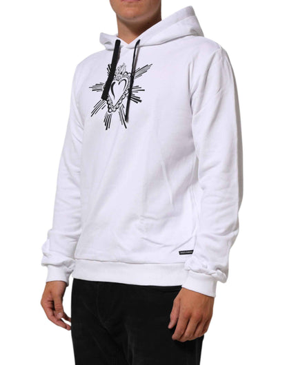 White Sacred Heart Hooded Sweatshirt Sweater