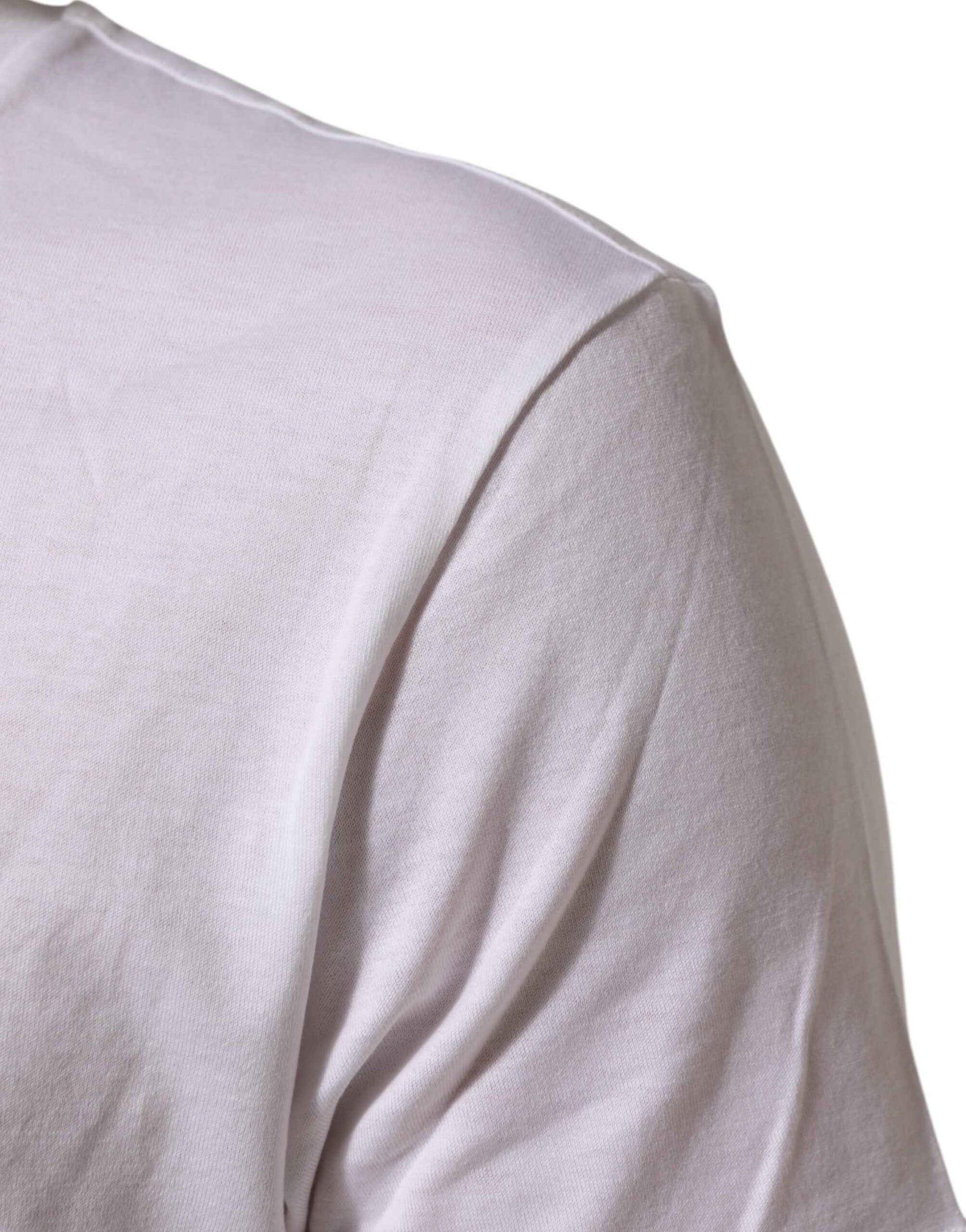 White Logo Print Cotton Crew Neck T-shirt
