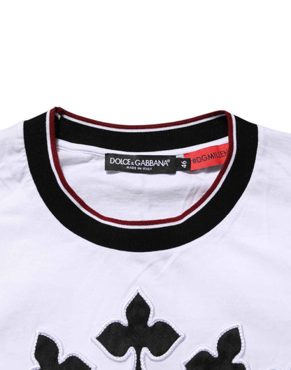 White Cotton Crown King Embroidery T-shirt
