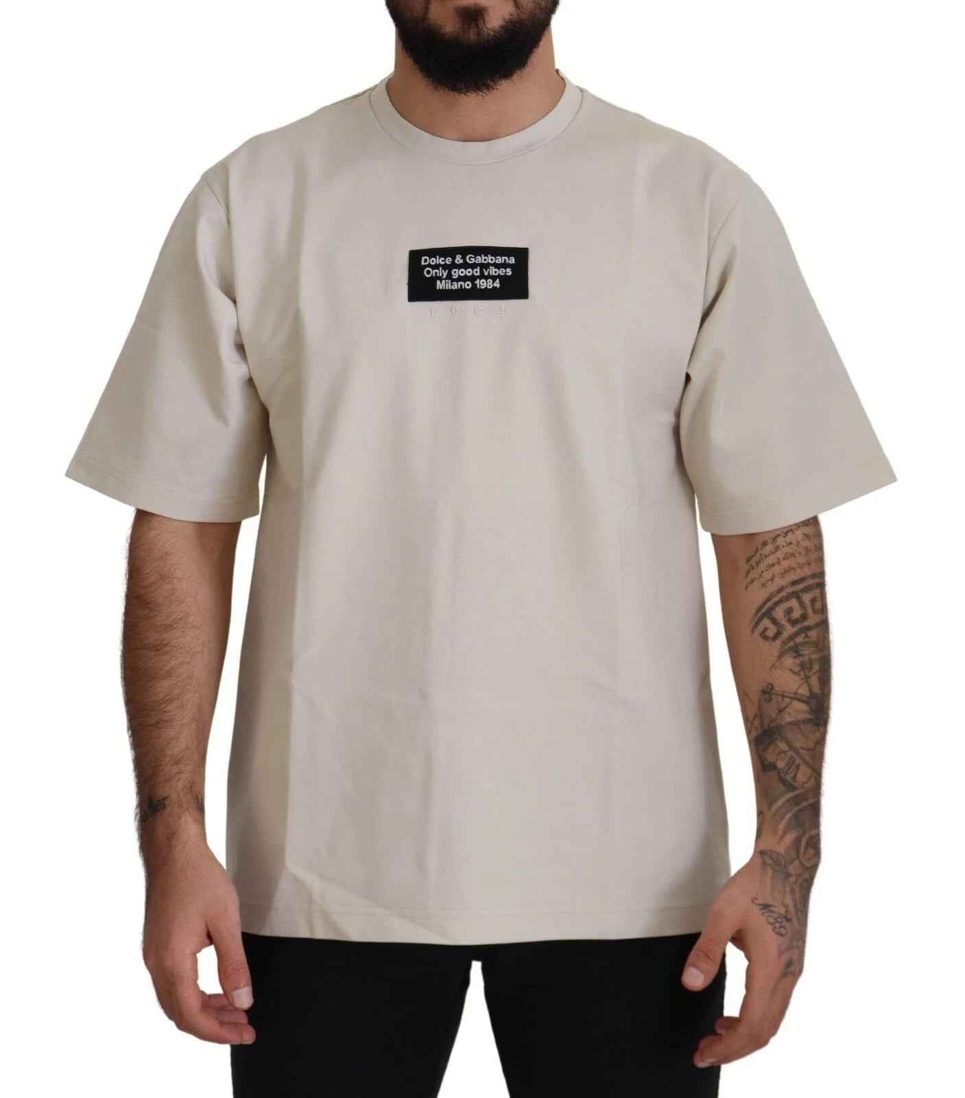Ivory Cotton Ivory Printed Crewneck