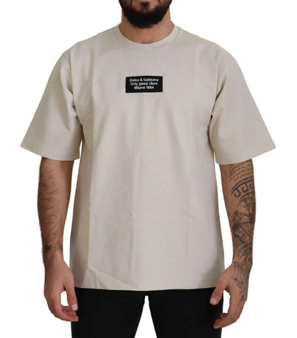 Ivory Cotton Ivory Printed Crewneck