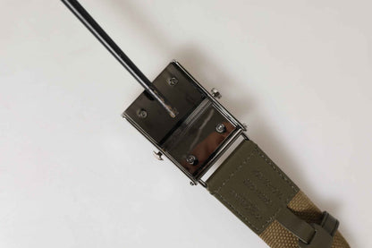 Military Green Nylon Logo Metal Buckle Belt