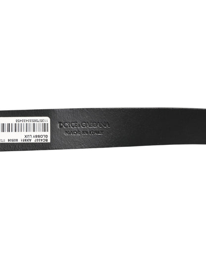 Brown Glossy Leather Classic Metal Buckle Belt