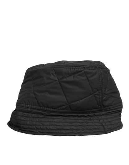 Black Nylon Quilted Bucket Men Capello Hat