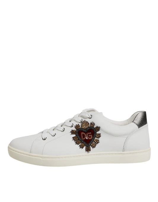 White Sacred Heart Men Low Top Sneakers Shoes