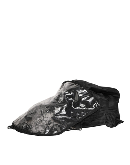 Black PVC Wide Brim Men Bucket Capello Hat