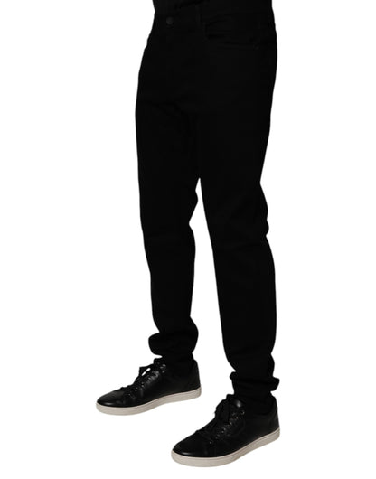 Black Cotton Stretch Skinny Men Denim Jeans
