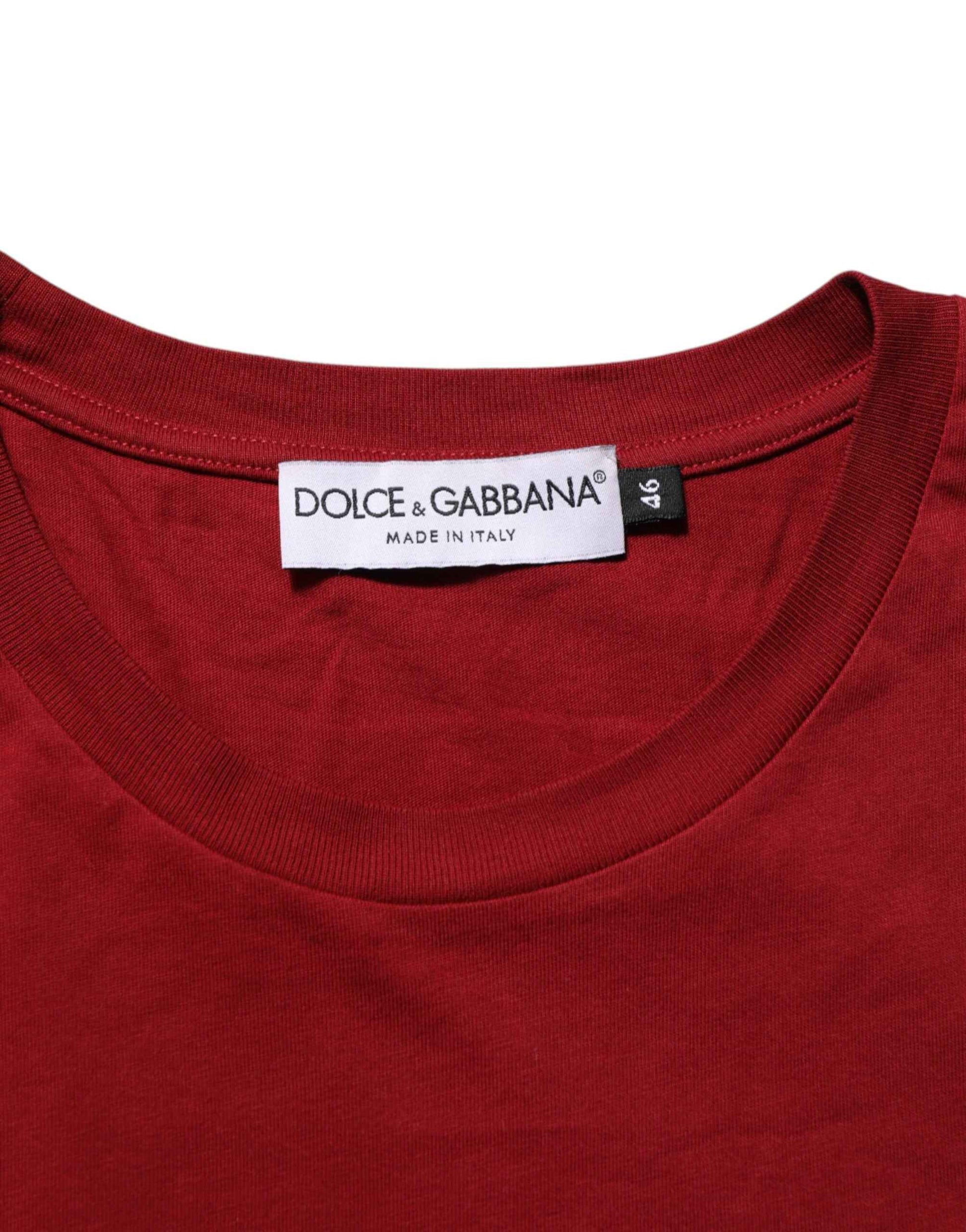 Maroon Cotton Crew Neck Short Sleeves T-Shirt