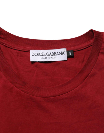 Maroon Cotton Crew Neck Short Sleeves T-Shirt