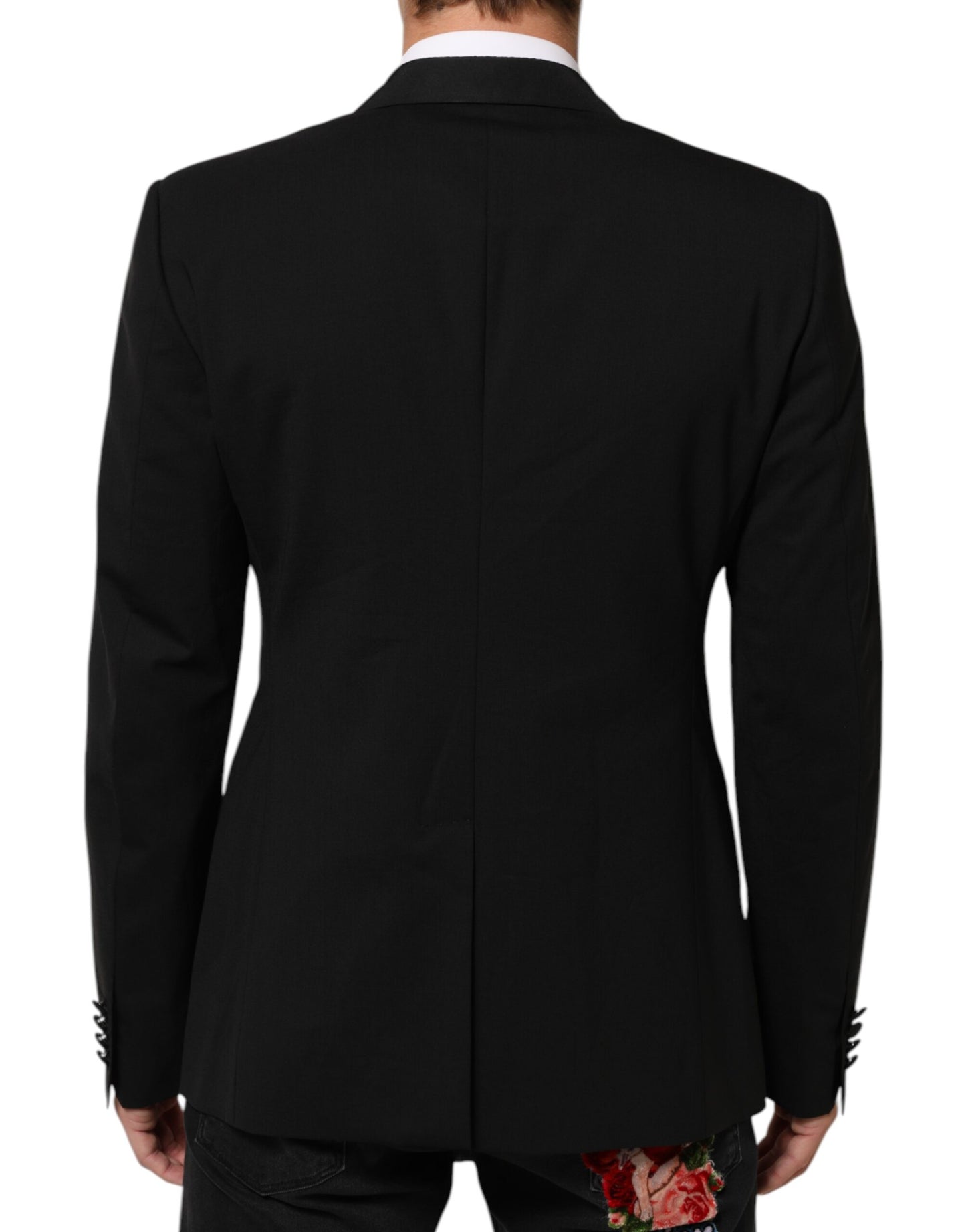 Black Wool 2 Buttons Suit Men Jacket Blazer