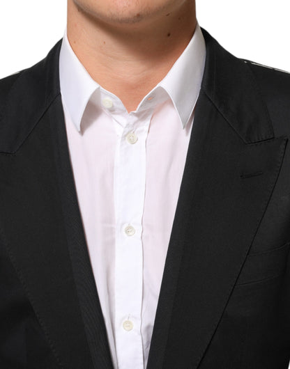 Black Cotton 2 Buttons Suit Jacket Blazer