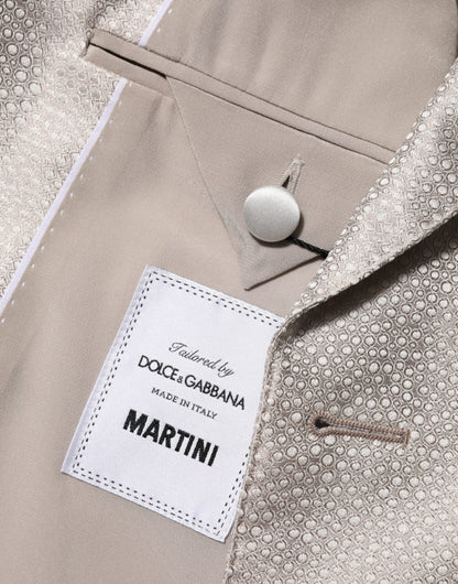 Beige MARTINI Double-Breasted Suit Blazer