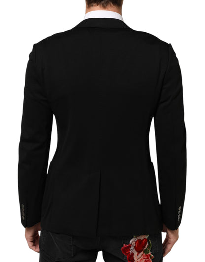 Black Viscose 2 Buttons Suit Jacket Blazer