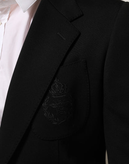 Black Viscose 2 Buttons Suit Jacket Blazer