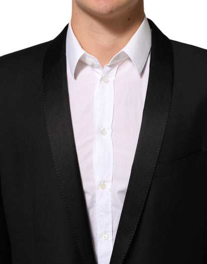 Black Wool GOLD 1 Button Men Suit Blazer