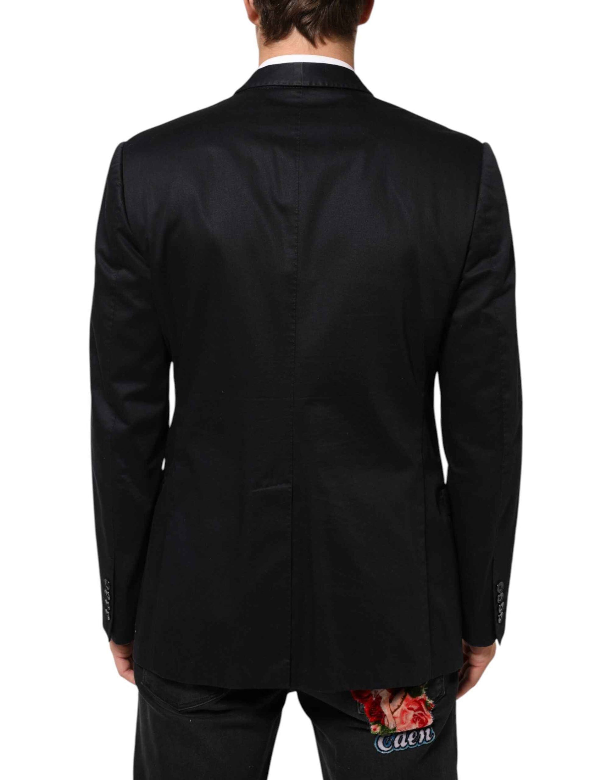 Black Cotton 1 Button Suit Jacket Blazer