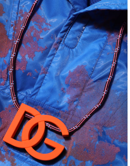Blue Tie Dye Logo Hooded Sweatshirt Jacket