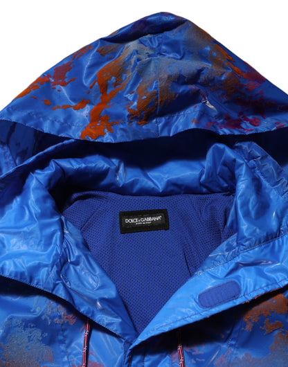 Blue Tie Dye Logo Hooded Sweatshirt Jacket