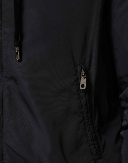 Blue Logo Tape Hooded Full Zip Bomber Jacket