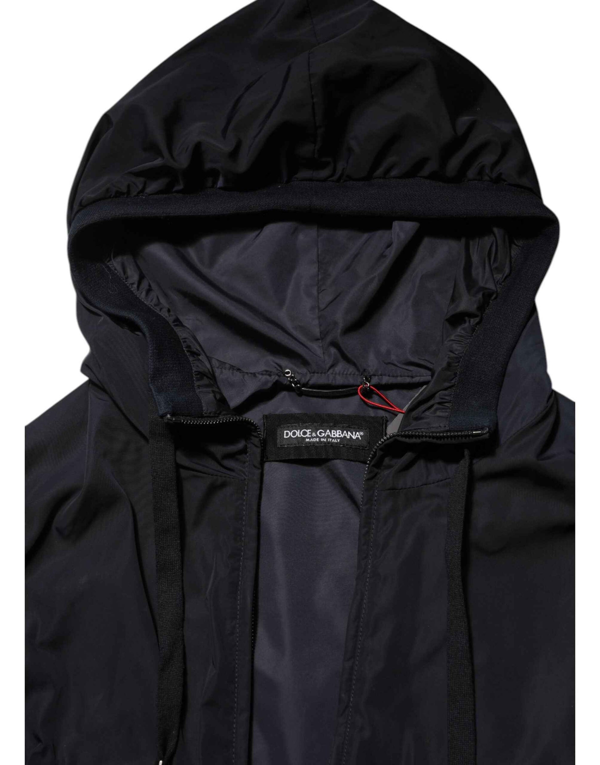 Blue Logo Tape Hooded Full Zip Bomber Jacket
