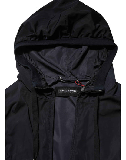 Blue Logo Tape Hooded Full Zip Bomber Jacket