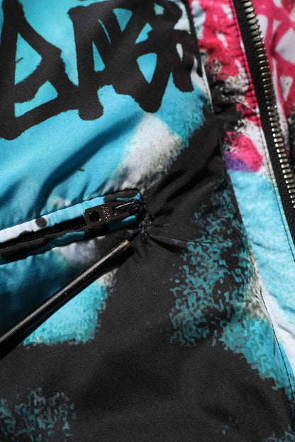 Multicolor Graffiti Hooded Sportswear Vest Jacket