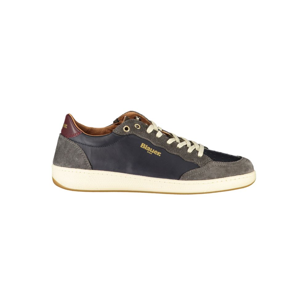 Blue Leather Men Sneaker