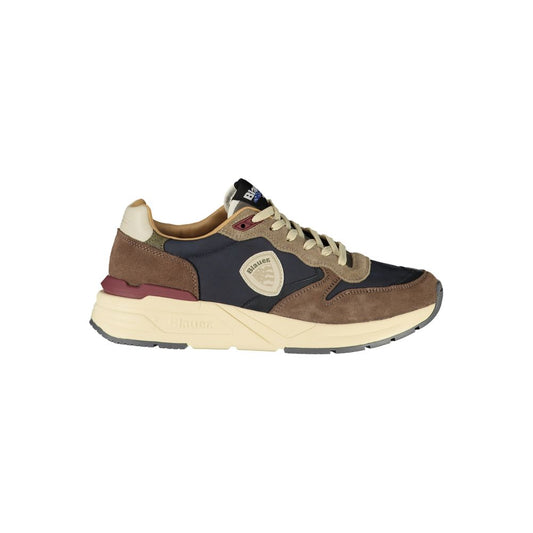 Blue Polyurethane Men Sneaker