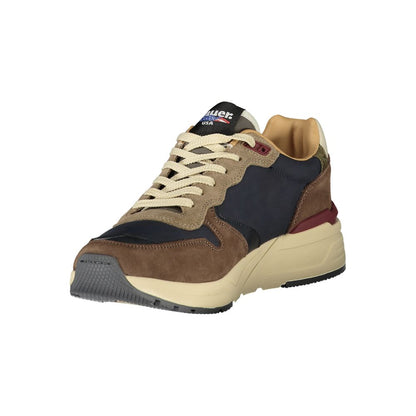 Blue Polyurethane Men Sneaker