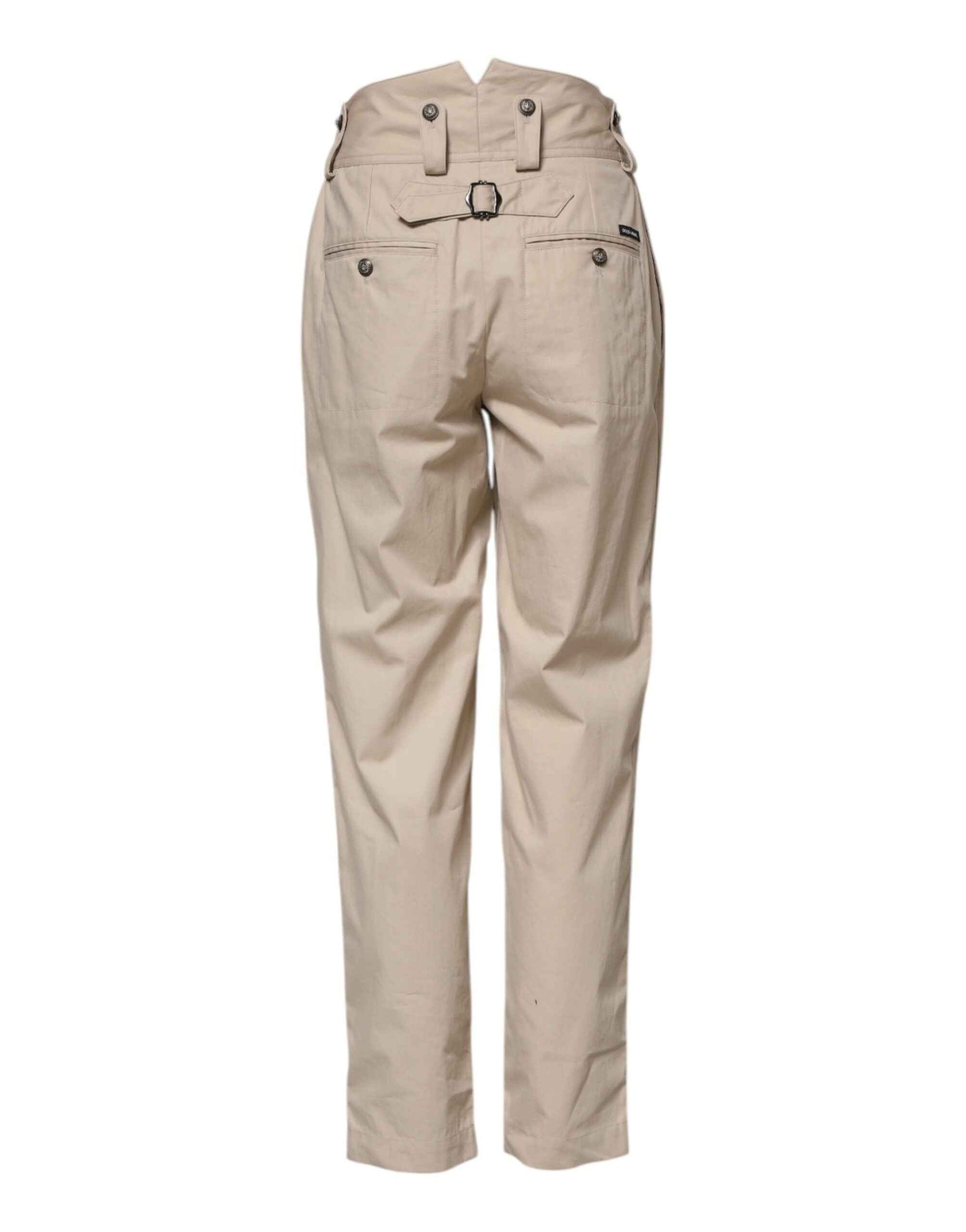 Beige Cotton Tapered Cargo Men Trouser Pants