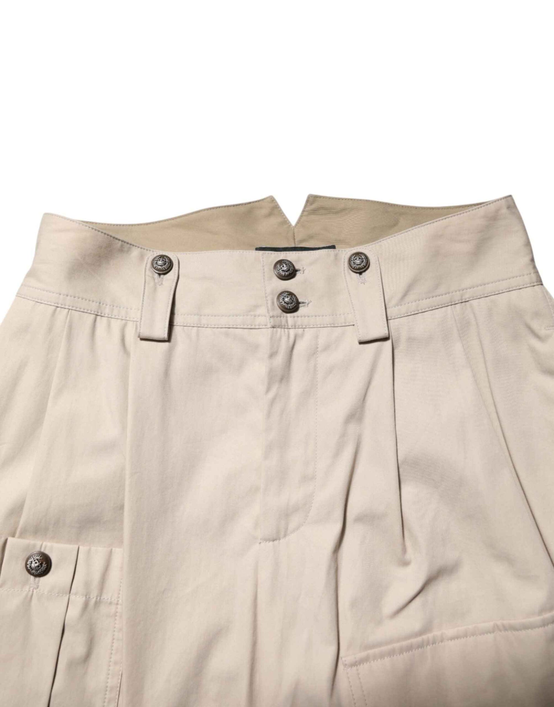 Beige Cotton Tapered Cargo Men Trouser Pants