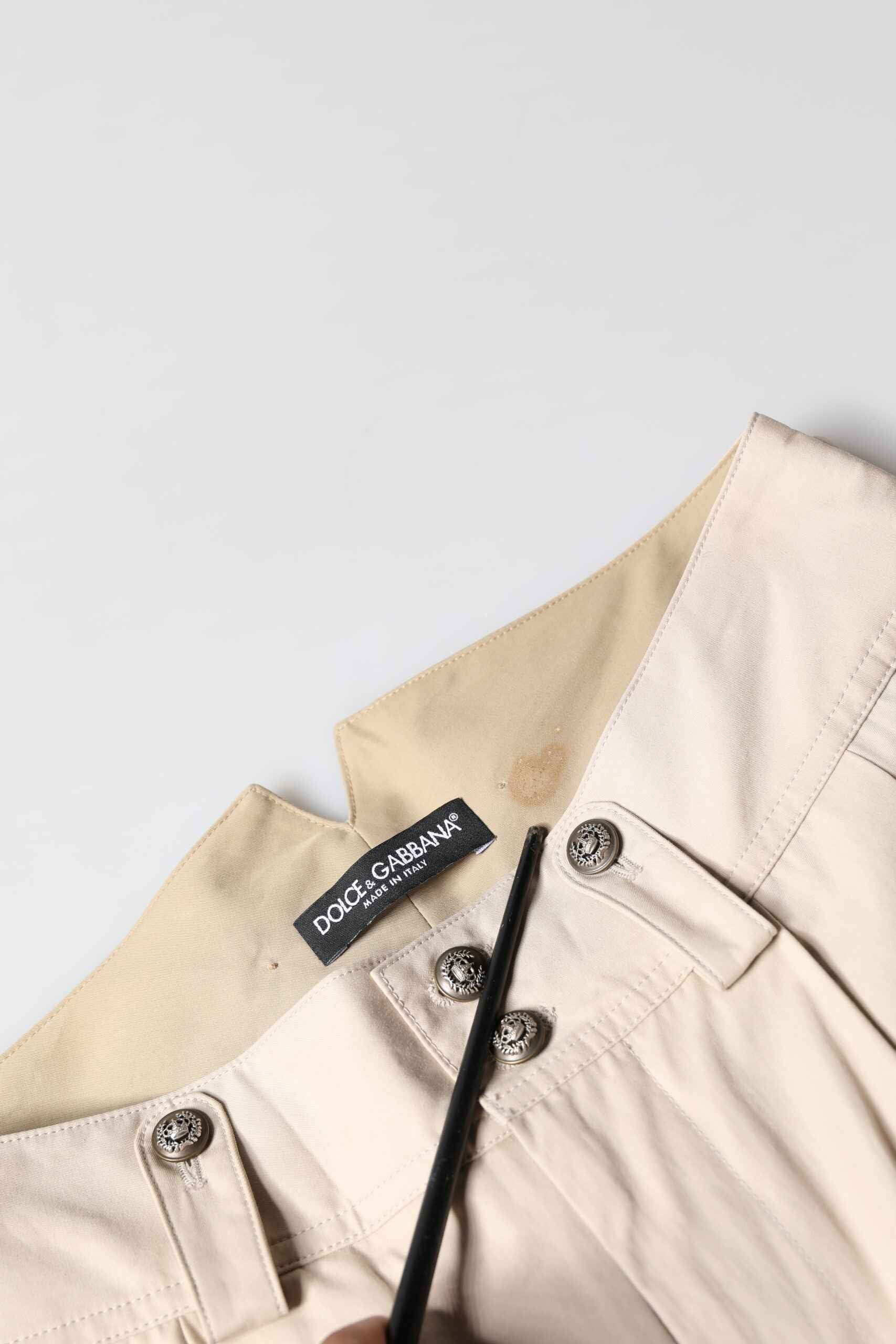 Beige Cotton Tapered Cargo Men Trouser Pants