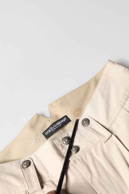 Beige Cotton Tapered Cargo Men Trouser Pants