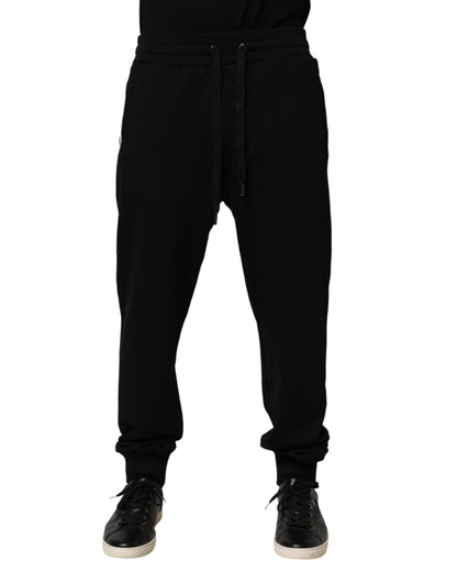 Black DG Logo Cotton Jogger Sweatpants Pants