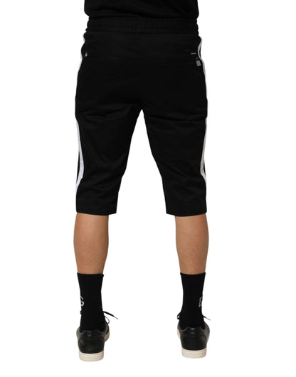 Black Cotton Stretch Men Bermuda Shorts