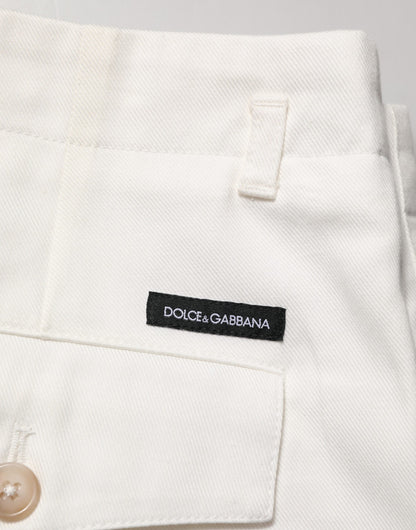 White Cotton Mid Waist Men Bermuda Shorts