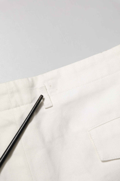 White Cotton Mid Waist Men Bermuda Shorts