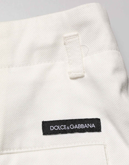 White Cotton Mid Waist Men Bermuda Shorts