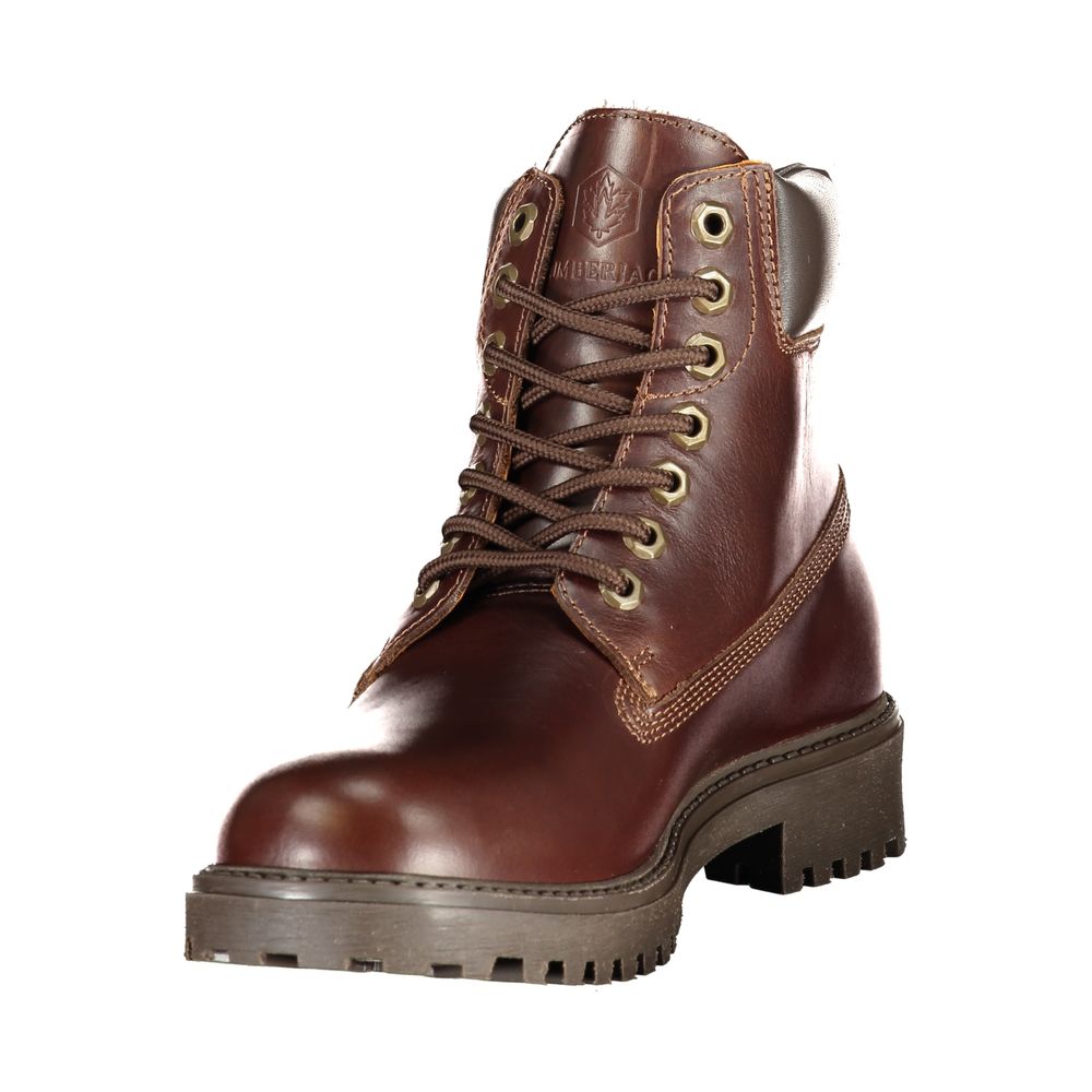 Marrone Pelle Mens Sneaker Boot